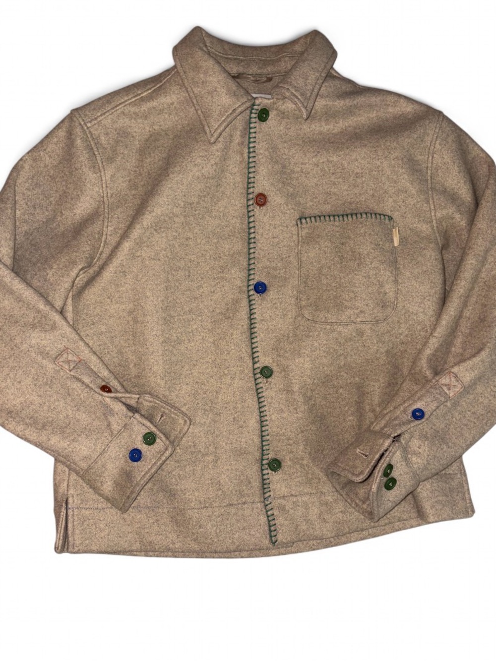 BDG Beige Shirt Jacket with Multicolor Buttons